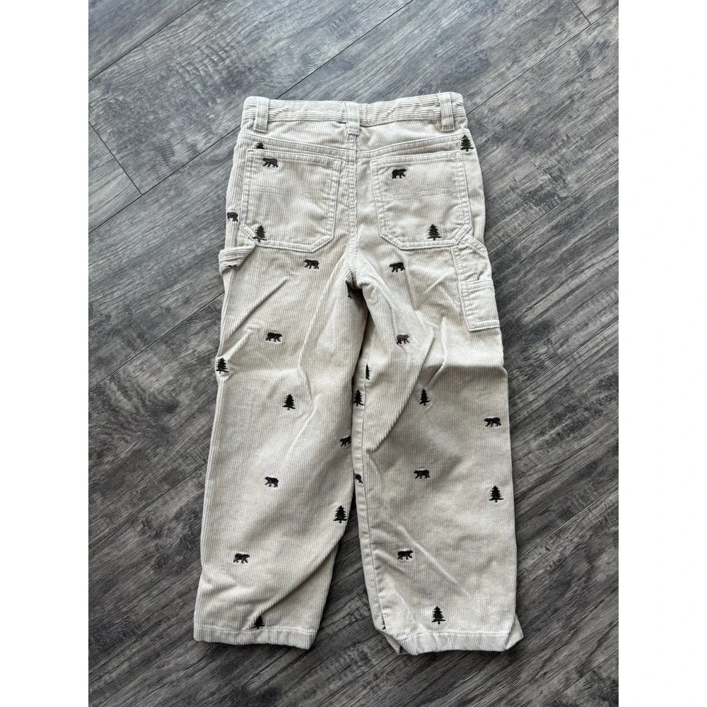 Best &‎ Co Boys Size 5 Corduroy Pants Christmas Tree Bear Embroidered